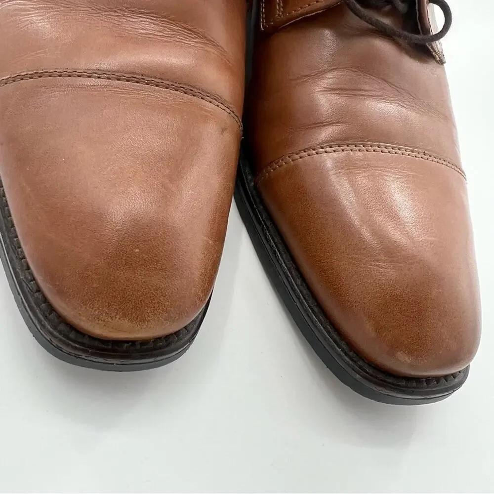 Vero Cuoio Men’s Tan Brown Leather Loathers Round Toe Lace Up Shoes Oxford